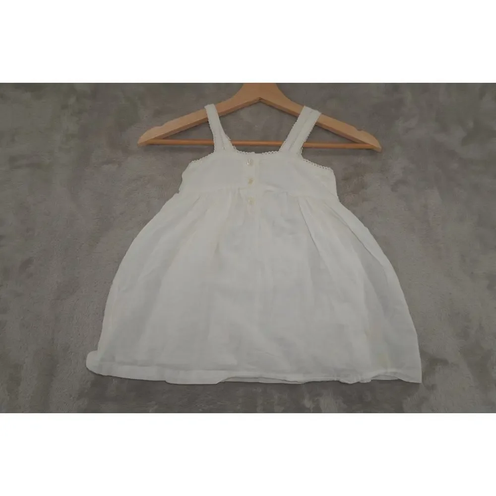 Mimi & Maggie Girls White Embroidered Floral Sundress Cottagecore Size 24M